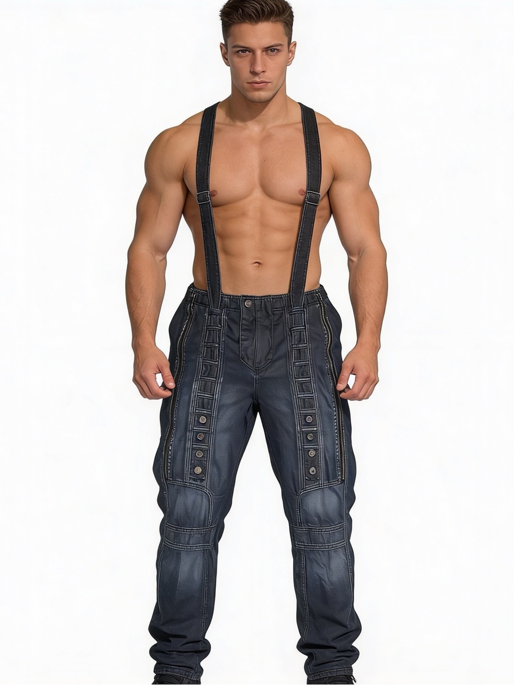 Nasty Pig Mens Dark Wash Denim Suspender Pants